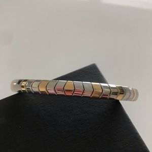 Stainless steel two tone stretchy magnetic bracelet